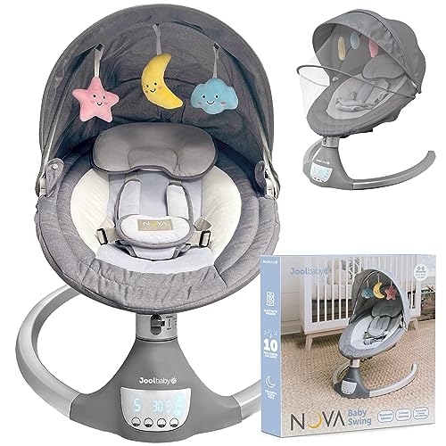 Nova Baby Swing for Newborns - Electric Motorized Infant Swing, Bluetooth Music, 10 Preset Lullabies, Remote - Jool Baby