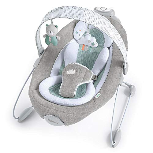 Ingenuity SmartBounce Automatic Baby Bouncer Seat with White Noise, Music, -Toy Bar & 2 Plush Infant Toys, 0-6 Months Up to 20 lbs (Pemberton)