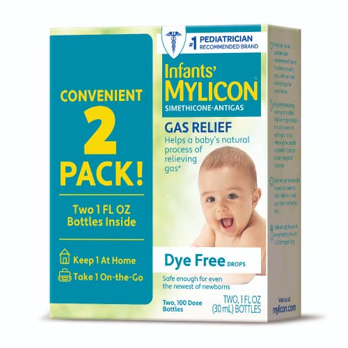 MYLICON Infants Gas Relief Drops for Infants and Babies, Dye Free Formula, 1 Fluid Ounce, Twin Pack