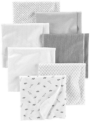 Simple Joys by Carter's Unisex Babies' Muslin burp cloths, Pack of 7, Grey/White/Black, One Size