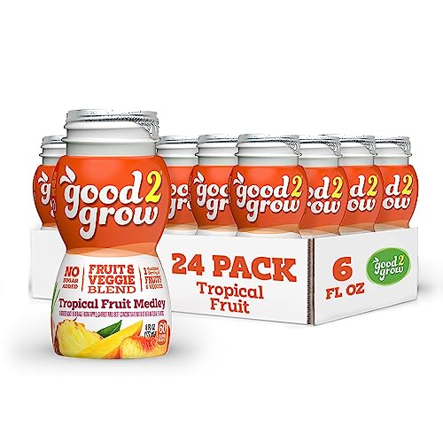 good2grow Tropical Fruit Medley Juice 24-pack of 6-Ounce BPA-Free Juice Bottles, Non-GMO with Full Serving of Fruits and Vegetables. SPILL PROOF TOPS NOT INCLUDED (Pack of 24)