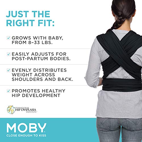 Moby Wrap Baby Carrier | Classic | Baby Wrap Carrier for Newborns & Infants | #1 Baby Wrap | Go to Baby Gift | Keeps Baby Safe & Secure | Adjustable for All Body Types | Perfect for Mom & Dad | Black