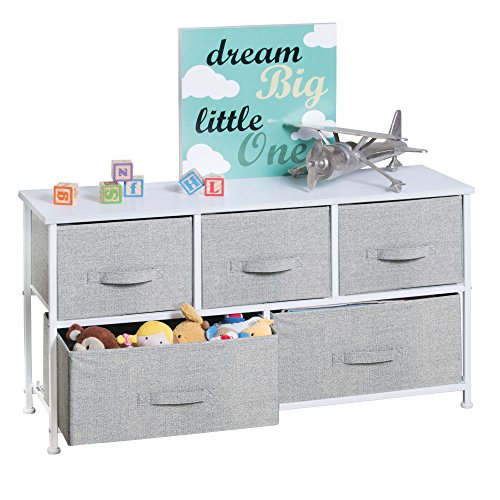Image of the mDesign Fabric 5-Drawer Nursery Storage Organizer Unit to Hold Baby Clothes, Stuffed Animals, Diapers - Gray