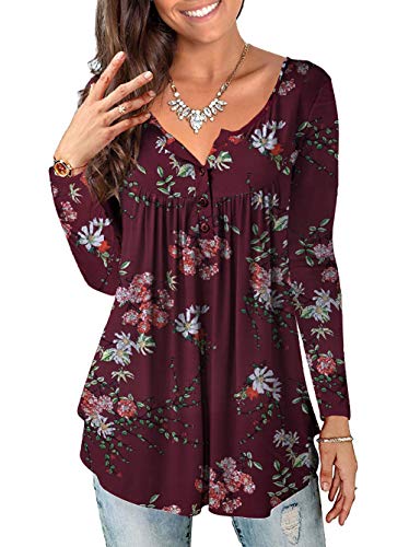 a.Jesdani Womens Tops Flowy Plus Size Tunics Tops and Blouses Wine Red 1x Plus Size Tops for Women