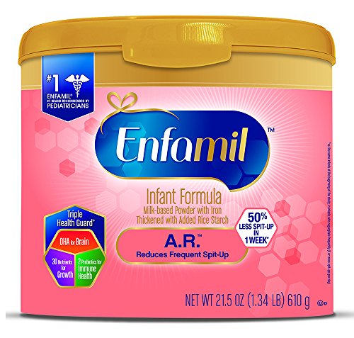 Enfamil A.R. Infant Formula - Clinically Proven to Reduce Spit-Up in 1 week - Reusable Powder Tub, 19.5 oz Omega 3 DHA & Iron, Thickened with Rice Starch(Package May Vary)