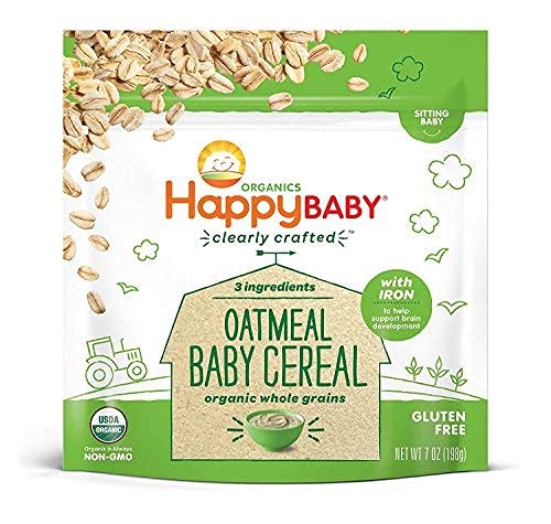 Happy Baby Organics Clearly Crafted Cereal Whole Grains Oatmeal, 7 Ounce Bags (6 Count)