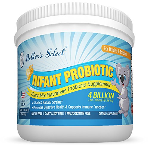 Infant Probiotics for Colic Gas - 4 Billion Live Cultures per Serving, 60 Servings Per Container, Easy Mix Flavorless Flora Probiotic Supplement for Newborns, Babies and Toddlers - Mama's Select