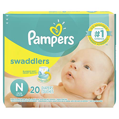 Pampers Swaddlers Diapers Size N 20 Count Pack of 2 (Total of 40 Pampers)