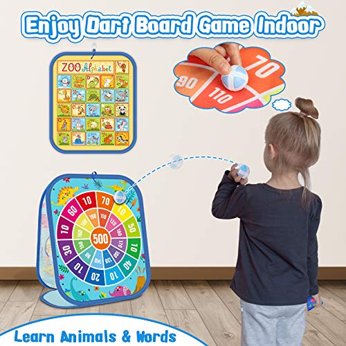 Bean Bag Toss Game, 4 in 1 Multifunctional Game Dart Board with 8 Dart Ball Bean Bag Throwing Game with 4 Fix Nails Bean Toss Game For Toddlers with Educational Function In-Outdoor Toy for Kid’s Gift