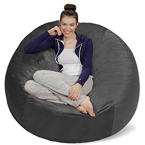 Sofa Sack - Plush Ultra Soft Bean Bags Chairs for Kids, Teens, Adults - Memory Foam Beanless Bag Chair with Microsuede Cover - Foam Filled Furniture for Dorm Room - Charcoal 5' (AMZBB-5SK-CS03)