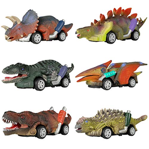 DINOBROS Dinosaur Toy Pull Back Cars,6 Pack Dino Toys for 3 Year Old Boys Girls and Toddlers,Boy Toys Age 3,4,5 and Up,Pull Back Toy Cars,Dinosaur Games with T-Rex