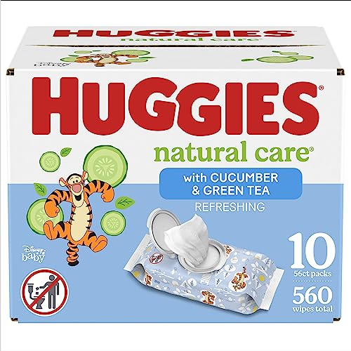 Huggies Natural Care Refreshing Baby Wipes, Hypoallergenic, Scented, 10 Flip-Top Packs (560 Wipes Total)