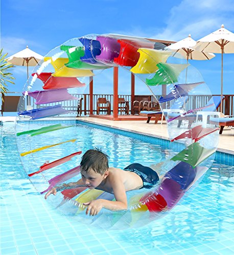 Greenco Kids Colorful Inflatable Water Wheel Roller Float | Giant Pool Float for Kids 52