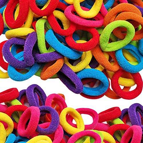 J-MEE Baby Hair Ties for Kids Toddler Girls 200 PCS Bulk 0.9 Inch Small Mini Seamless Hair Bands Ponytail Holder