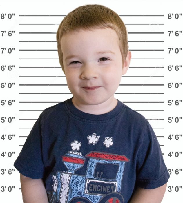 Arrests by First Name - Toddler posing for mug shot