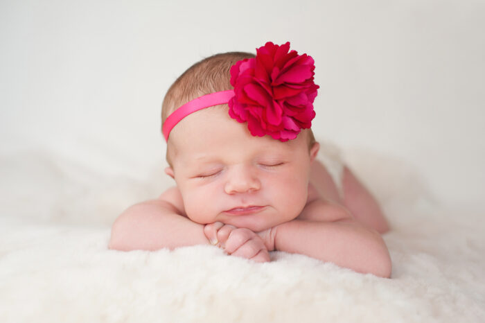 Sleeping Baby Girl in Pink Headband