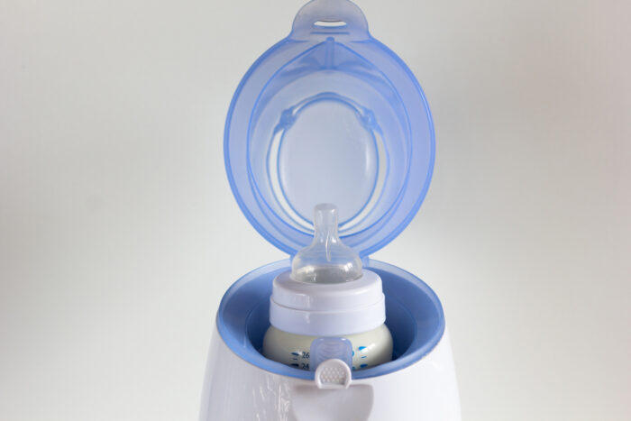 baby bottle sterilizer with the top open