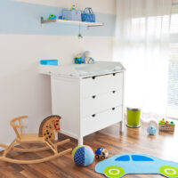 a changing table in a nursery