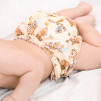 baby wearing a cloth diaper