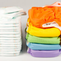 stack of diapers and cloth diapers