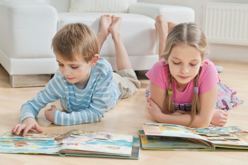 boy and girl reading