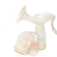 breastmilk storage bag and handheld breast pump