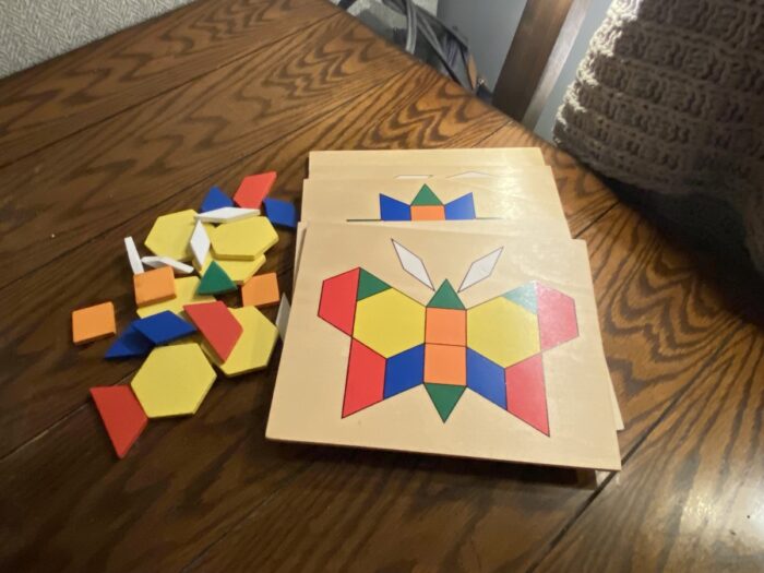 pattern blocks board and puzzle