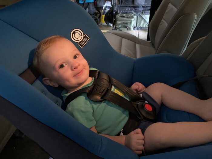 our preemie now 8 months in infant car seat