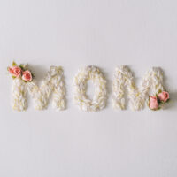 Mom word made in flower petals