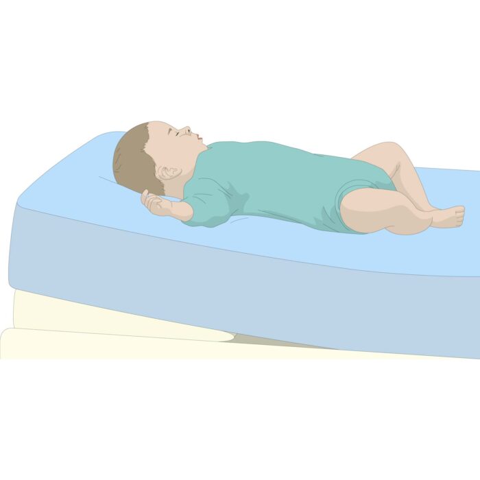 Pillow under a mattress propping up a baby.