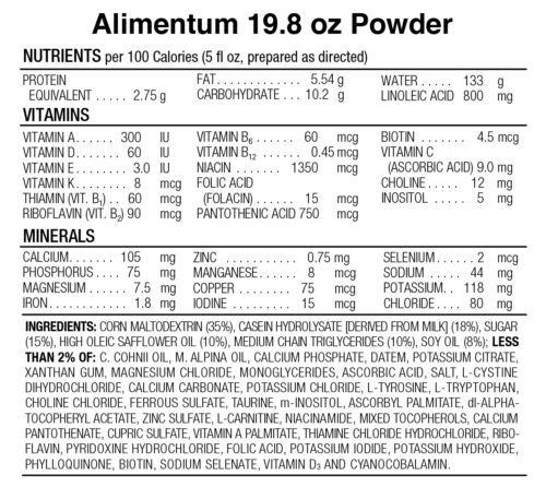 Similac Alimentum ingredient label
